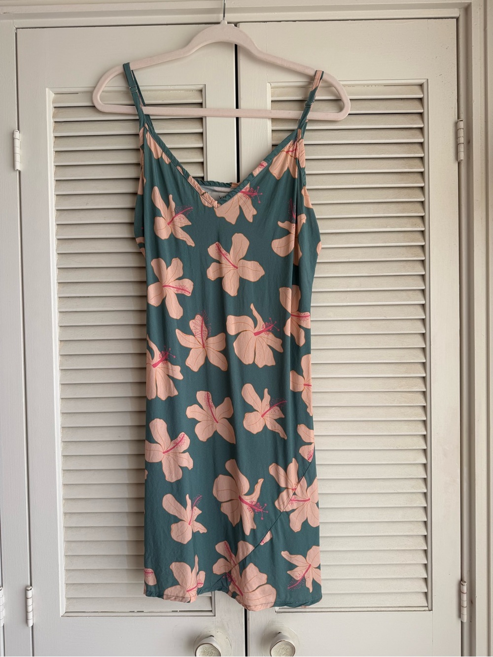 YIREH - Meeya Dress - Teal with Pink Hibiscus